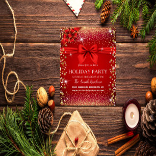 Convites Vermelho Magnífico, Moldura de Diamantes de Fita D