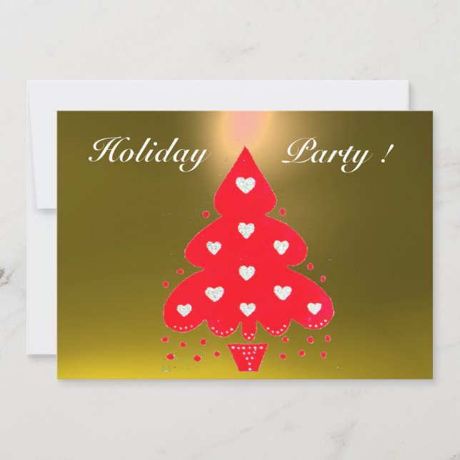 Convites VERMELHO NATAL TREE HOLIDAY PARTIDO amarelo (Frente)