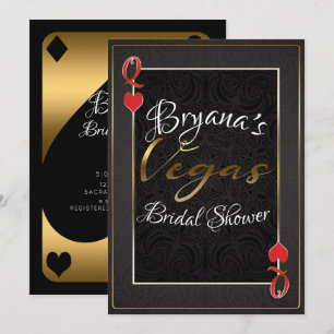 Convites Vermelho Preto Dourado Rainha Copas Vegas Chá de N