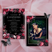 Vermelho-rosa-gótico e Florais Moody-preto Quincea