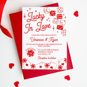 Convites Vermelho Sortudo Apaixonado Dados & Cartas Casamen