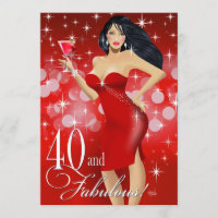 Vermelho Sparkly Glam do aniversário de 40 anos |