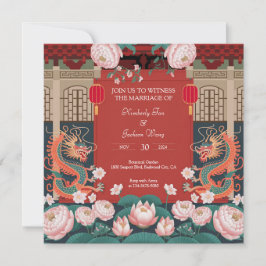 Convites Vermelho Vibrante Estilo Chinês