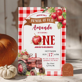 Convites Vermelho Xadrez Apple Primeiro Aniversário, Montão