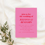 Convites Vermelhos Cor-De-Rosa Brilhante, Todos Em Um Casam<br><div class="desc">Vermelhos Cor-De-Rosa Brilhante,  Tudo Em Um Convite De Casamento</div>