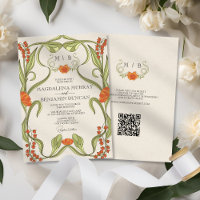 Verona Sunset Orange Art Nouveau Casamento Floral