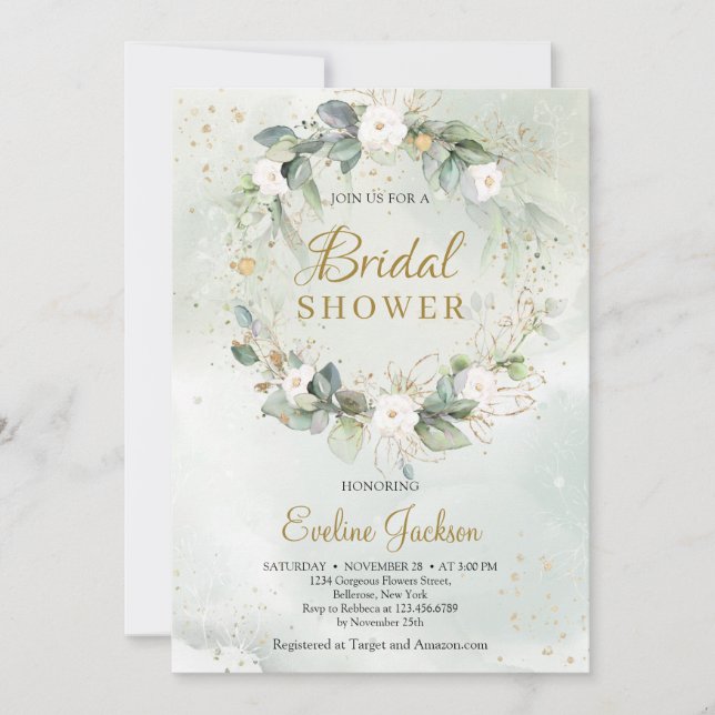 Convites Verrugas brancas, verduras, eucalipto (Frente)