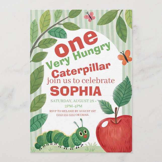 Convites Very Hungry Caterpillar Birthday (Frente)