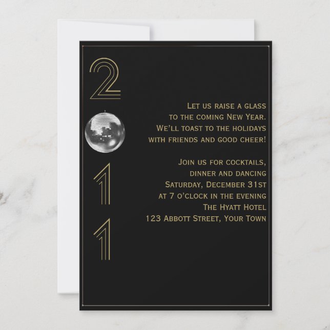 Convites Véspera de ano novo de queda de esfera 2011 (Frente)