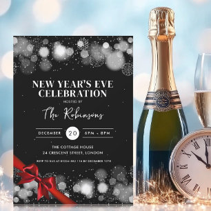 Convites Véspera de ano novo Prata Negra Arco Vermelho Mara