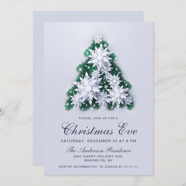Convites Véspera de Natal de Férias de Árvore Elegante com  (Frente/Verso)