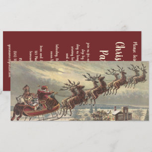 Convites Véspera de Natal Vintage Sleigh Santa Claus Vitori