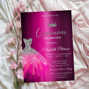Convites Vestido Adorável de Brilho Roxo Metálico Quinceane
