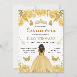 Convites Vestido Amarelo Princesa de Quinze Anos de Pele Mo