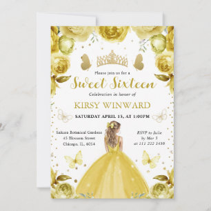 Convites Vestido Amarelo Princesa Loira Sweet 16