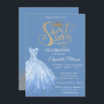 Convites Vestido Azul Chic,Ouros Doce 16<br><div class="desc">Glitter de prata tiara,  vestido azul e diamantes Doce 16 convite de aniversário.</div>