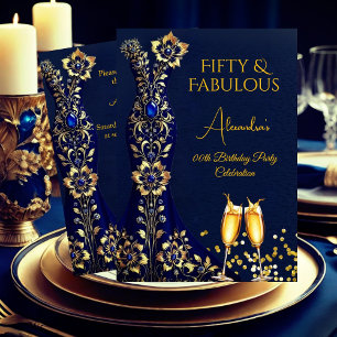 Convites Vestido Azul Marinho Dourado Fabuloso para Anivers