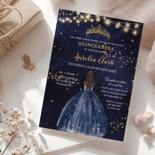 Convites Vestido Azul Marinho Estrela Chic Gola Alta Dourad