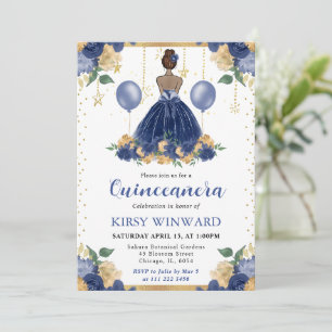 Convites Vestido Azul Marinho Princesa de Pele Morena Quinc