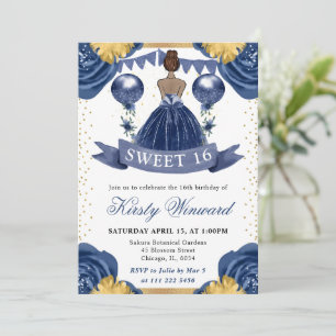 Convites Vestido Azul Marinho Princesa de Pele Morena Sweet
