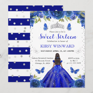 Convites Vestido Azul Real Pele Morena Princesa Doce 16