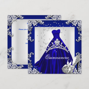 Convites Vestido Azul Royal de 15 Anos Quinceanera