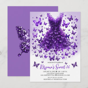 Convites Vestido Borboleta de Ámbar Violeta Pedra de Nascim