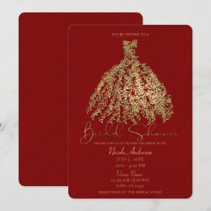 Convites Vestido Botânico Vermelho Ferrugem e Dourado para 
