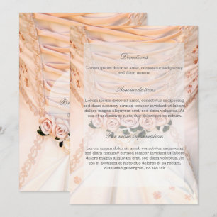Convites Vestido Branca com Direções Rosas de Casamento