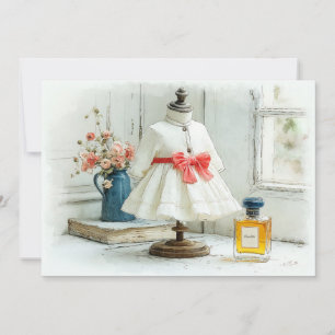Convites Vestido Branco de 1º Aniversário Perfume com Laço