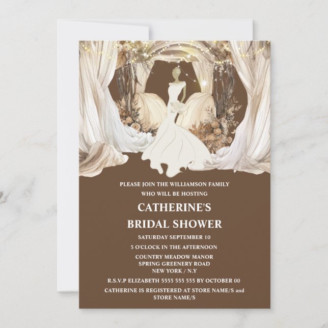 Convites Vestido branco de noiva boho (Frente)