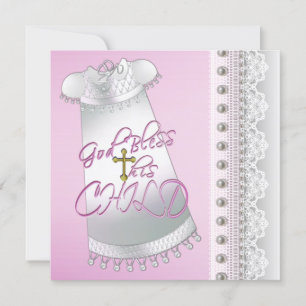 Convites Vestido Branco Pérolas Menina Batizado