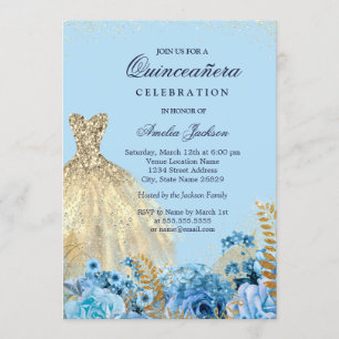 Convites Vestido Brilhante Azul Dourado com Lantejoulas Swe