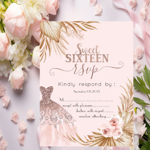 Convites Vestido Brilhante Bonito, Pampas, RSVP de Doze Ano
