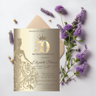 Convites Vestido Brilhante, Diamantes Champanhe Aniversário