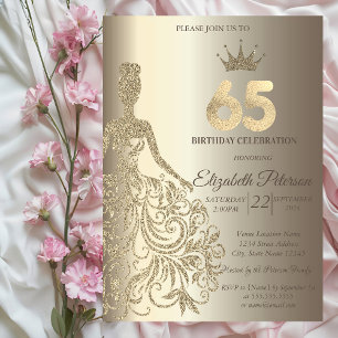 Convites Vestido Brilhante, Diamantes Champanhe Aniversário