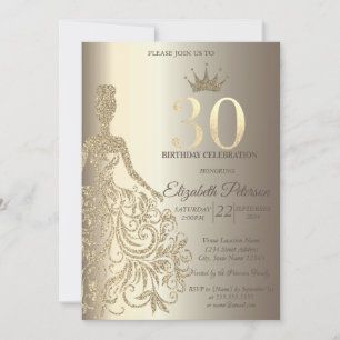 Convites Vestido Brilhante, Diamantes Champanhe Aniversário