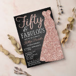 Convites Vestido brilhante elegante | 50 e fabuloso Anivers<br><div class="desc">Celebre em estilo com estes vestidos elegantes e elegantes de glitter rosa de ouro de 50º Aniversário. O design é fácil de personalizar e seus convidados ficarão entusiasmados quando receberem esses convites para na moda.</div>