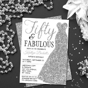 Convites Vestido brilhante elegante   50 e fabuloso Anivers