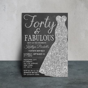Convites Vestido brilhante elegante Quarenta e fabuloso A