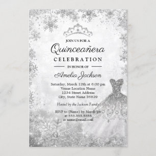 Convites Vestido Brilhante Flocos de Neve Quinceanera de In