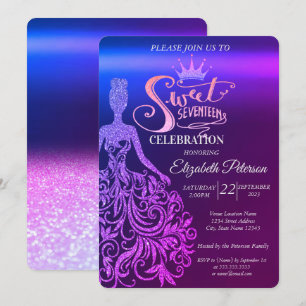 Convites Vestido Brilhante Legal, Tiara, Doce 17 Tons de Ro