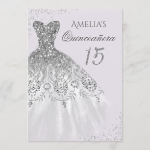 Convites Vestido Brilhante Roxo Prata Quinceanera