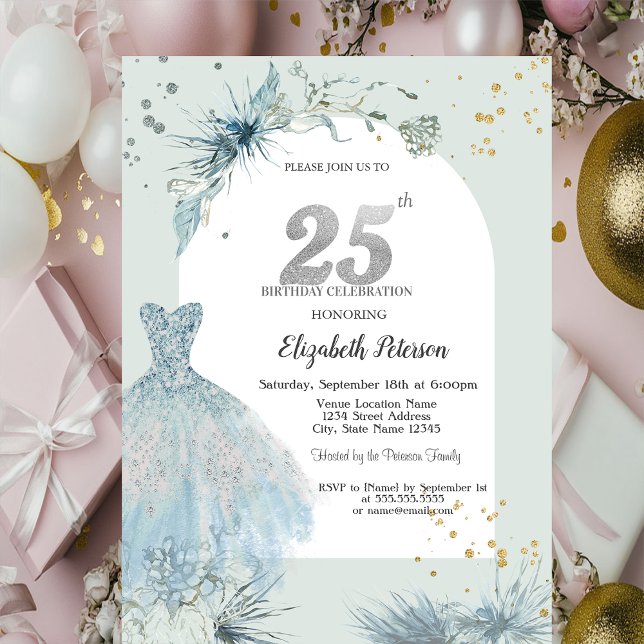 Convites Vestido Chic 25 de inverno Aniversário (Criador carregado)