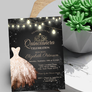 Convites Vestido Chique, Luzes de Corda de Tiara Quinceañer