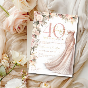 Convites Vestido com Brilho em Rose Gold para Festa de 40 A
