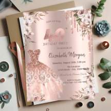 Vestido com Gotas de Brilho em Rose Gold Floral pa