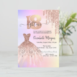 Convites Vestido com Gotejamento em Rose Gold Ombre para 18