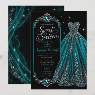Convites Vestido de aniversário de 16 anos Joia Azul