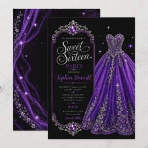 Convites Vestido de Aniversário de 16 Anos Joia Roxa